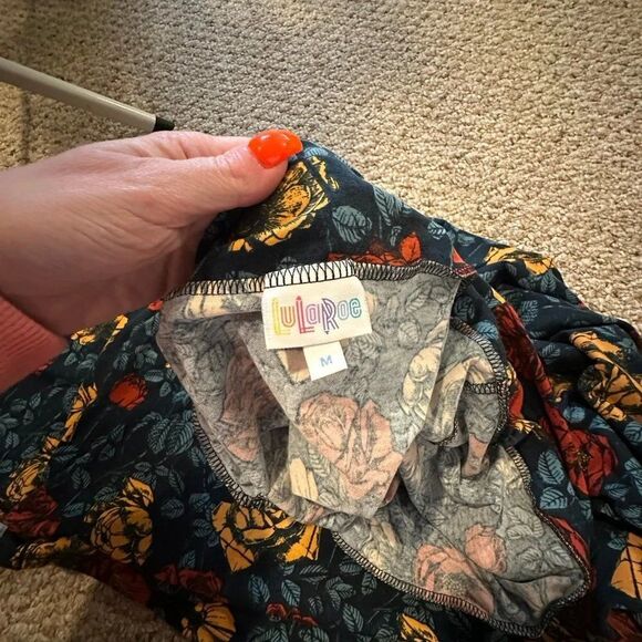 LLR Maxi Skirt Yellow Red Roses Print Fold Over - Size Medium - EUC - Picture 2 of 2